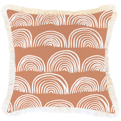 Cushion Cover-Boucle-No Piping-Hampton Stripe Burnt Orange-45cm x 45cm