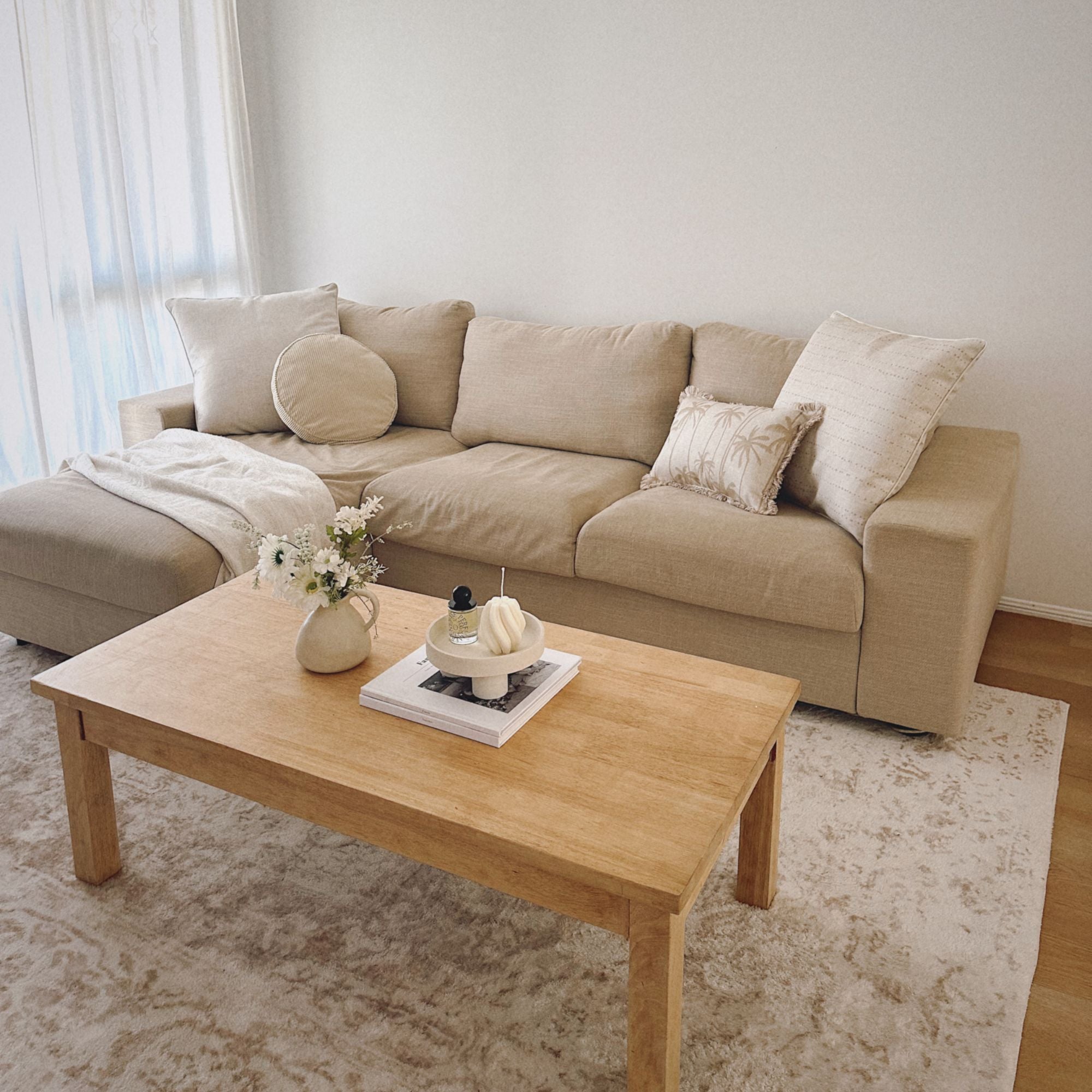 Cushion Cover-Coastal Fringe-Tall Palms Beige-35cm x 50cm
