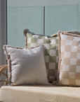 Cushion Cover-Coastal Fringe-Check Beige-60cm x 60cm