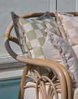 Cushion Cover-Coastal Fringe-Check Beige-60cm x 60cm