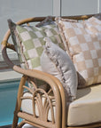 Cushion Cover-Coastal Fringe-Check Beige-60cm x 60cm