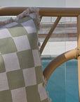 Cushion Cover-Coastal Fringe-Check Sage-60cm x 60cm