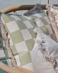 Cushion Cover-Coastal Fringe-Check Sage-60cm x 60cm
