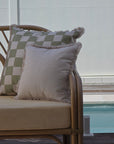 Cushion Cover-Coastal Fringe-Check Sage-60cm x 60cm