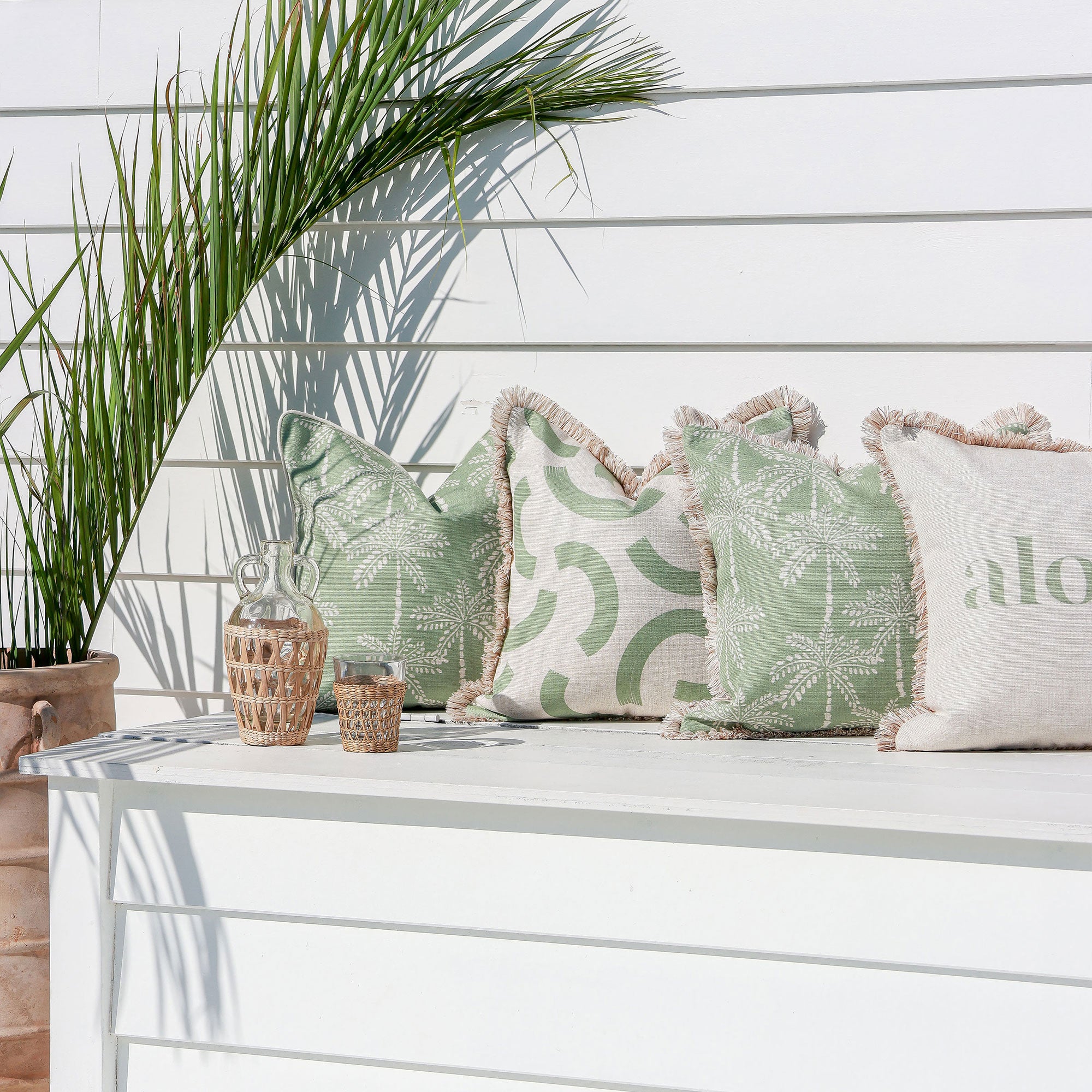Cushion Cover-Coastal Fringe-Aloha Sage-45cm x 45cm