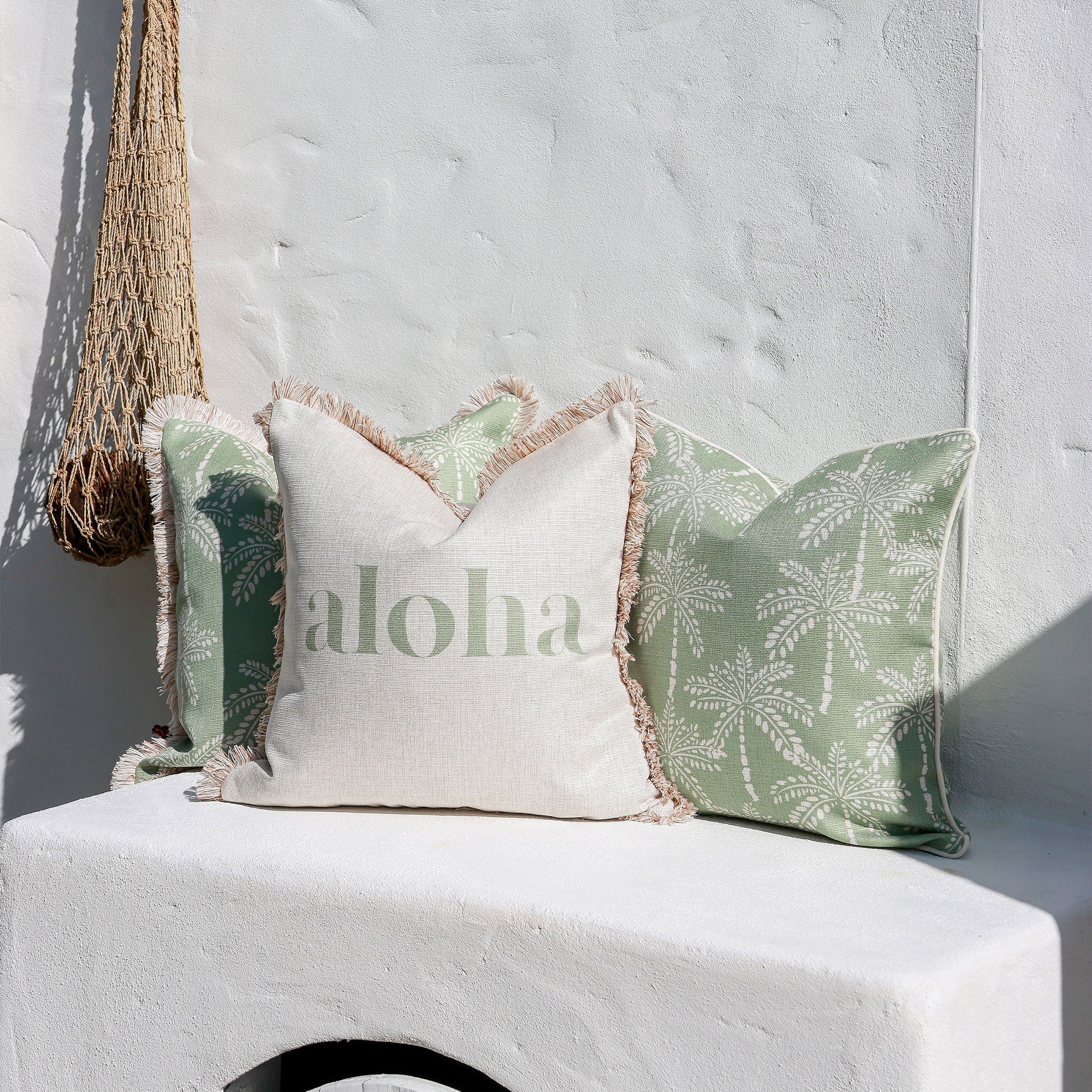 Cushion Cover-Coastal Fringe-Aloha Sage-45cm x 45cm