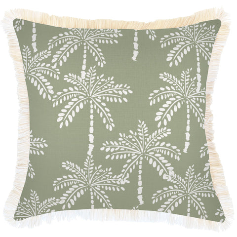 Cushion Cover-Coastal Fringe-Palm Tree Paradise Natural-45cm x 45cm
