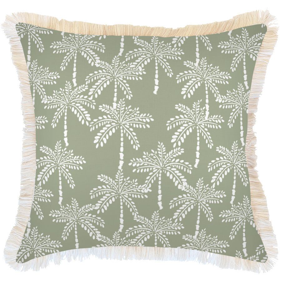 Cushion Cover-Coastal Fringe-Cabana Palms Sage-60cm x 60cm