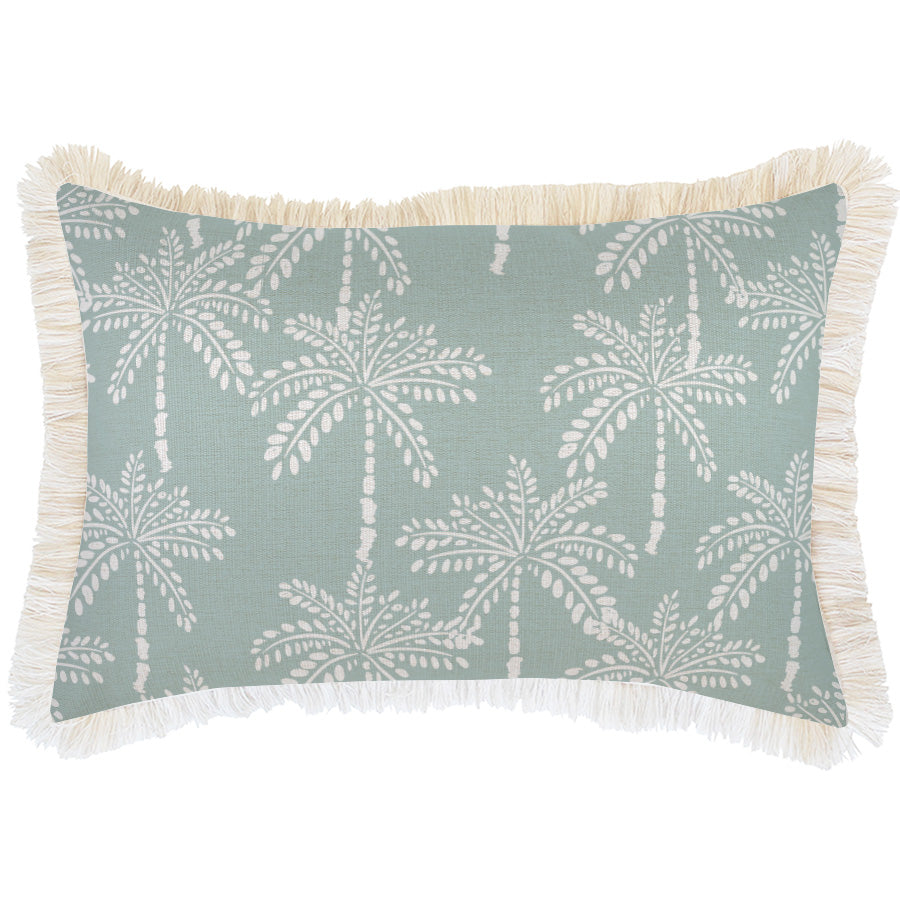 Cushion Cover-Coastal Fringe-Cabana Palms Seafoam-35cm x 50cm