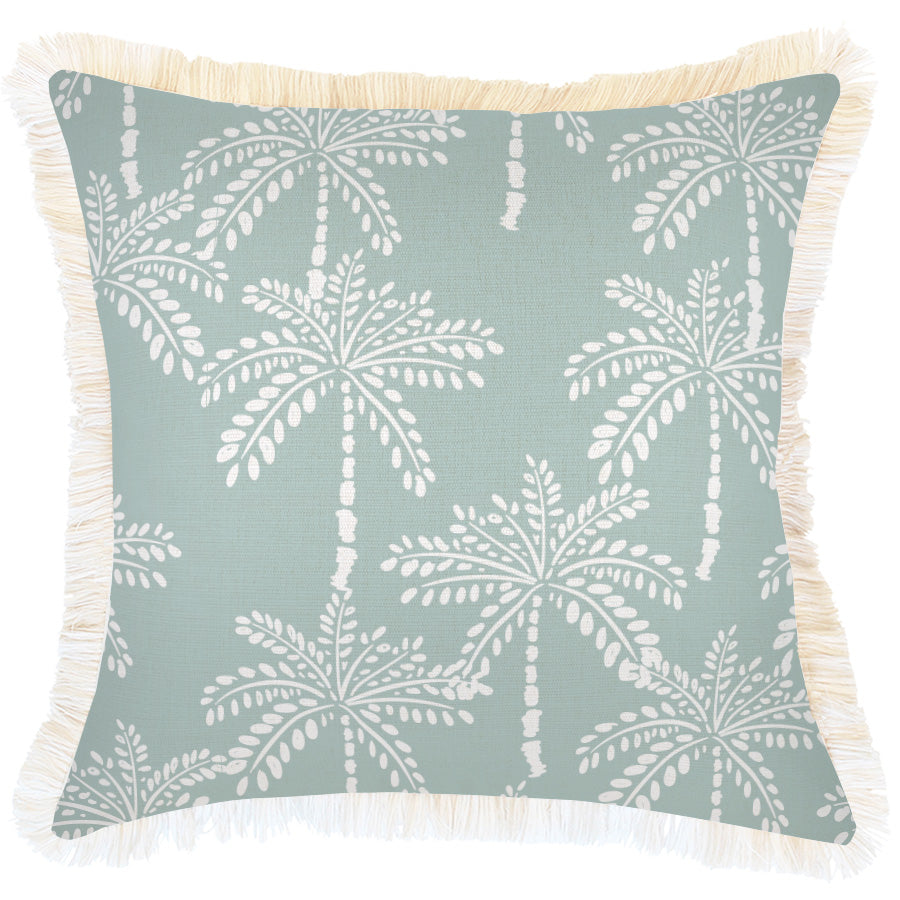 Cushion Cover-Coastal Fringe-Cabana Palms Seafoam-45cm x 45cm