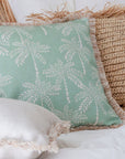 Cushion Cover-Coastal Fringe-Cabana Palms Seafoam-60cm x 60cm