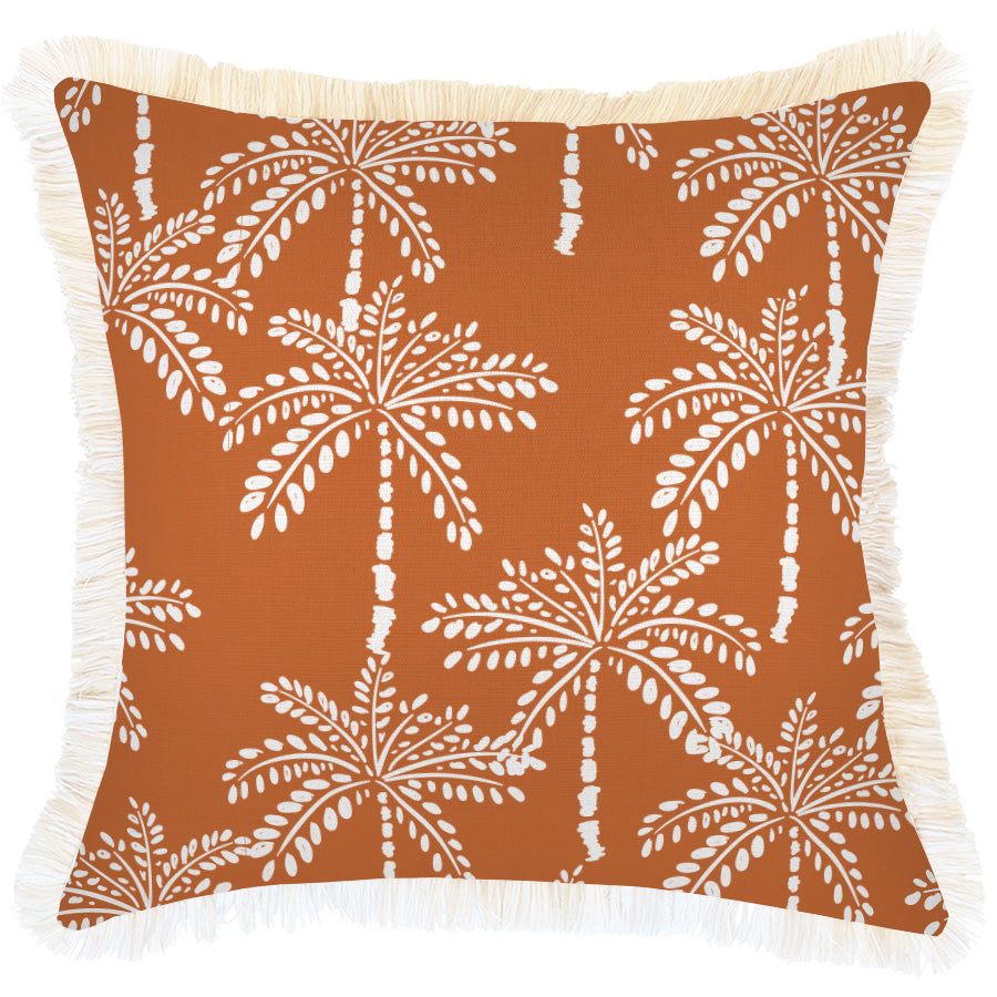 Cushion Cover-Coastal Fringe-Cabana Palms Burnt Orange-45cm x 45cm
