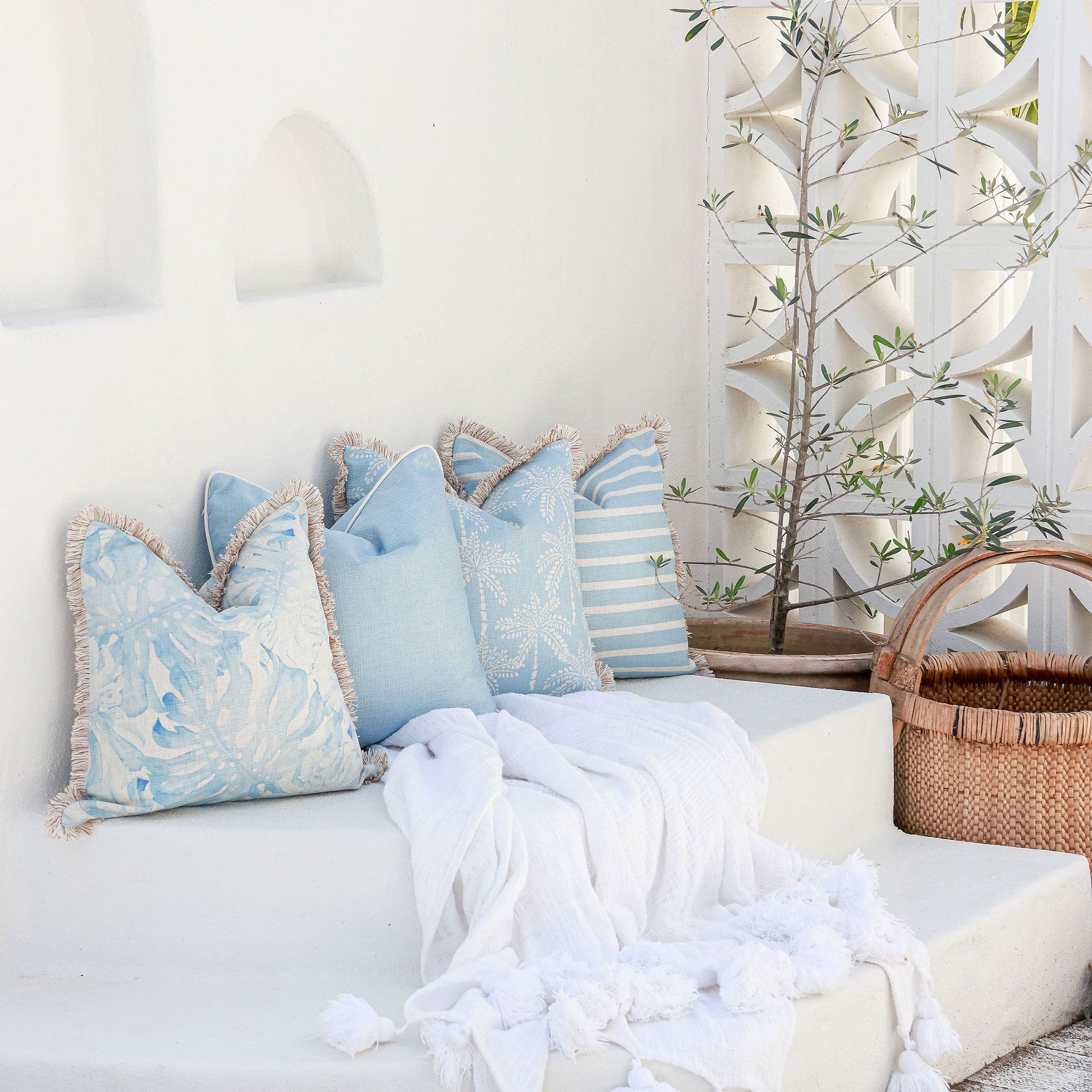 Cushion Cover-Coastal Fringe-Santorini-60cm x 60cm