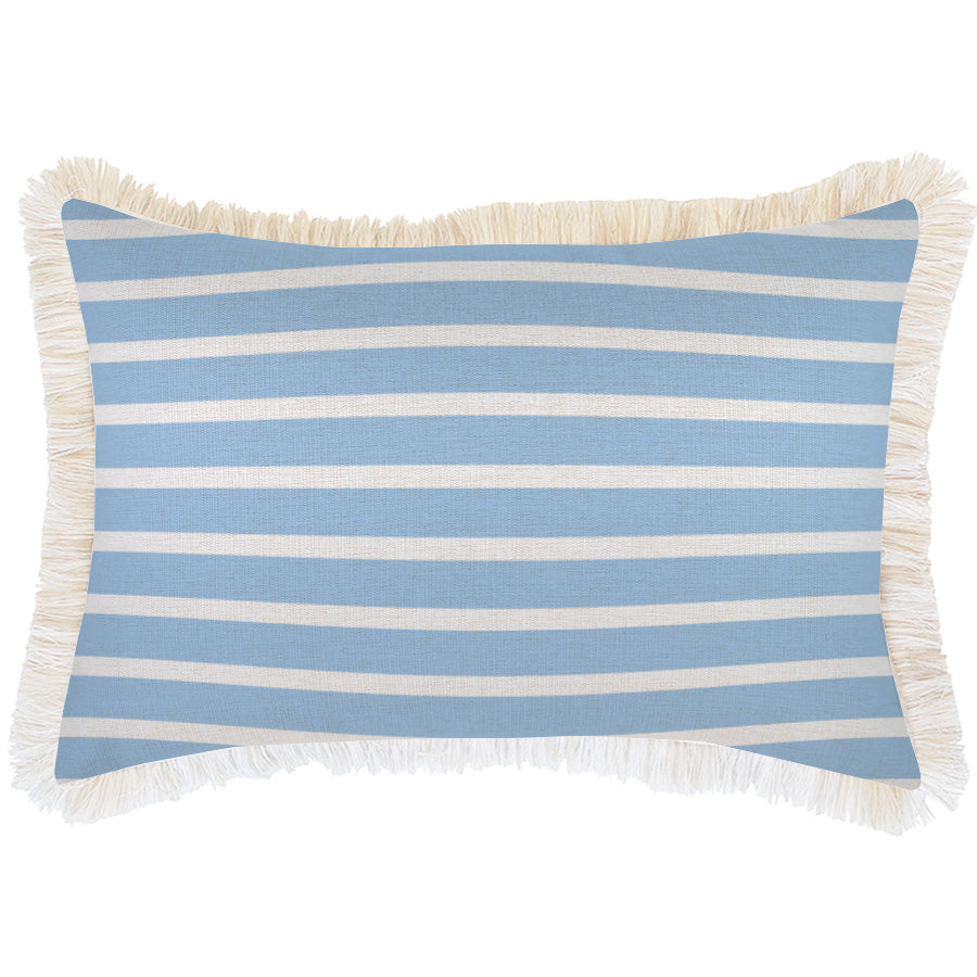 Cushion Cover-Coastal Fringe-Hampton Stripe Pale Blue-35cm x 50cm