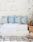 Cushion Cover-Coastal Fringe-Hampton Stripe Pale Blue-45cm x 45cm