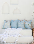Cushion Cover-Coastal Fringe-Hampton Stripe Pale Blue-45cm x 45cm