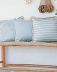 Cushion Cover-Coastal Fringe-Hampton Stripe Pale Blue-60cm x 60cm