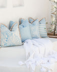 Cushion Cover-Coastal Fringe-Hampton Stripe Pale Blue-45cm x 45cm