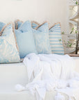 Cushion Cover-Coastal Fringe-Hampton Stripe Pale Blue-45cm x 45cm