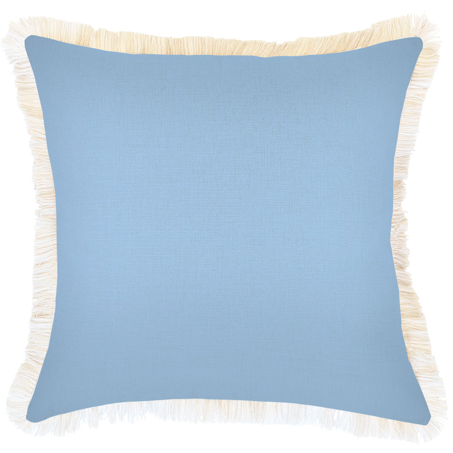 Cushion Cover-Coastal Fringe-Solid Pale Blue-45cm x 45cm