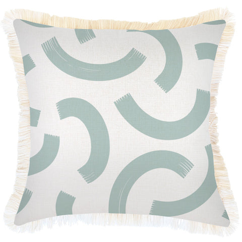 Cushion Cover-Coastal Fringe Natural-Teal-35cm x 50cm