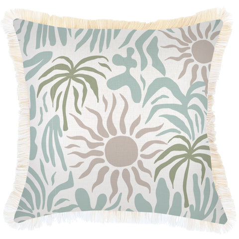 Cushion Cover-Coastal Fringe-Palm Trees Sage-35cm x 50cm