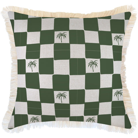 Cushion Cover-Coastal Fringe-Palm Tree Paradise White-60cm x 60cm