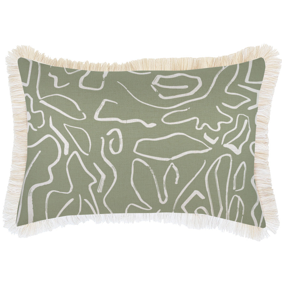Cushion Cover-Coastal Fringe-Playa Sage-35cm x 50cm