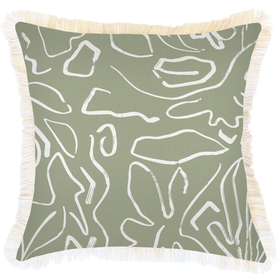 Cushion Cover-Coastal Fringe-Playa Sage-45cm x 45cm
