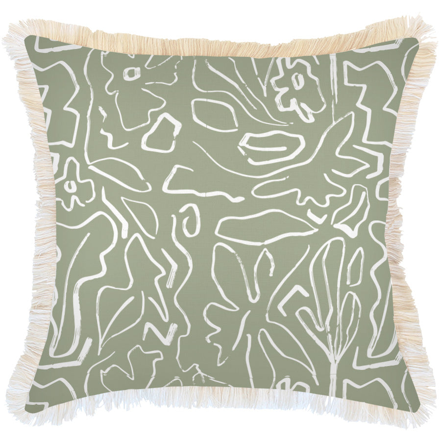 Cushion Cover-Coastal Fringe-Playa Sage-60cm x 60cm