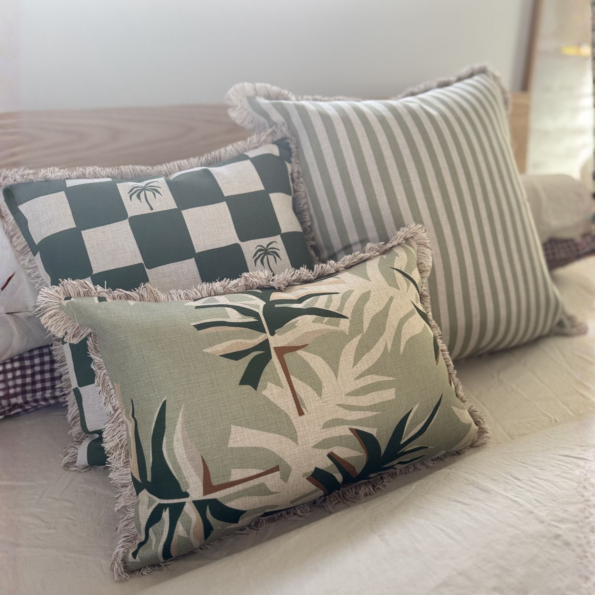 Cushion Cover-Coastal Fringe-Alfresco Sage-35cm x 50cm
