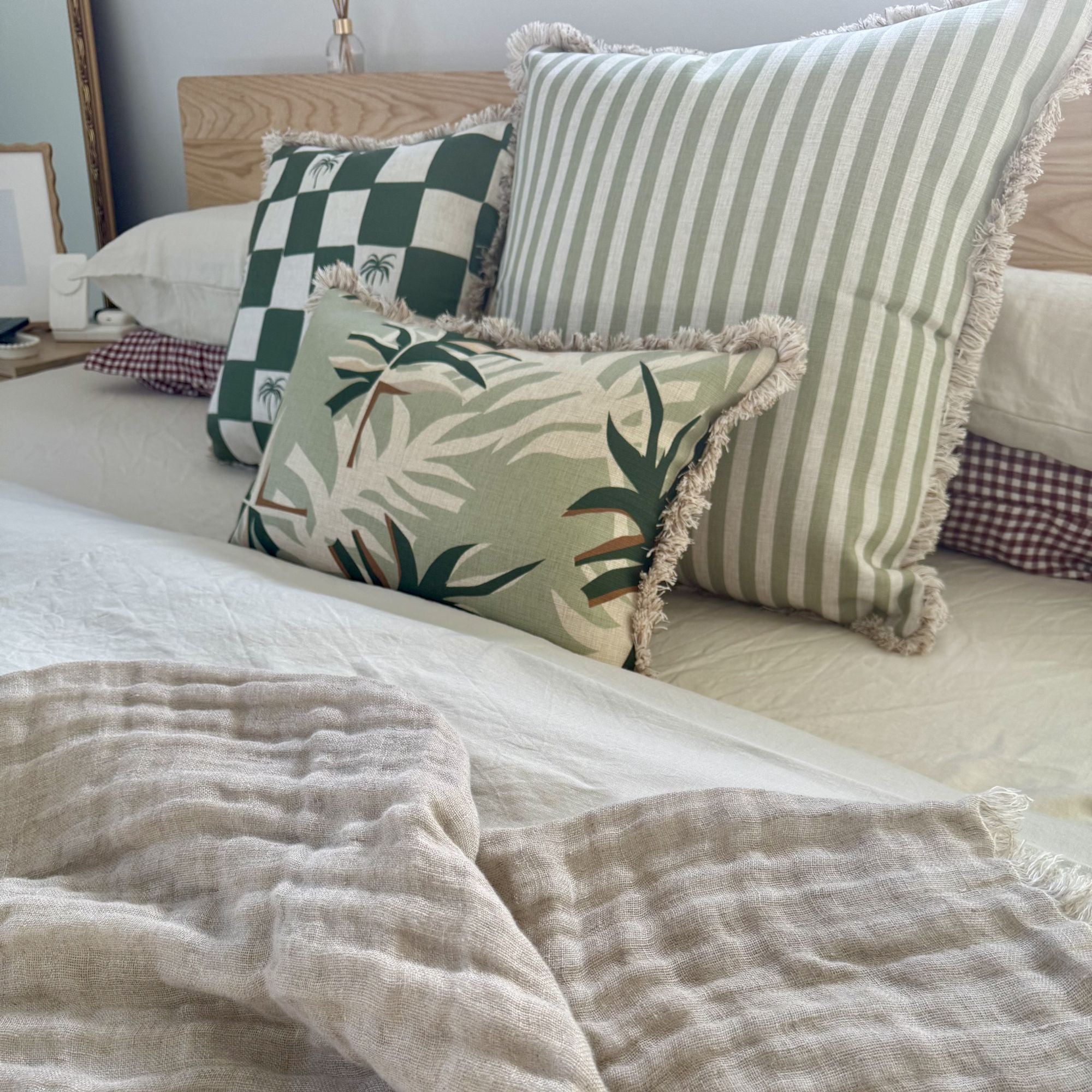 Cushion Cover-Coastal Fringe-Alfresco Sage-35cm x 50cm