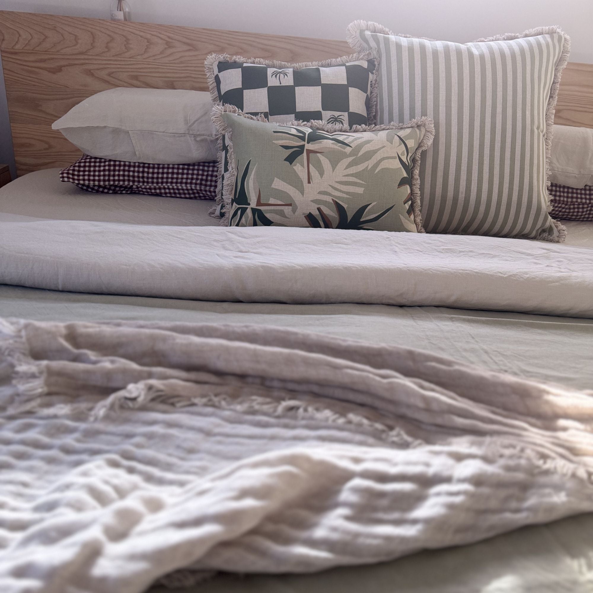 Cushion Cover-Coastal Fringe-Alfresco Sage-35cm x 50cm
