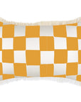 Cushion Cover-Coastal Fringe-Check Gold White-35cm x 50cm