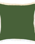 Cushion Cover-Coastal Fringe-Solid Dark Green White-45cm x 45cm