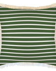 Cushion Cover-Coastal Fringe-Hampton Stripe Dark Green White-60cm x 60cm