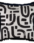 Cushion Cover-Coastal Fringe Black-Abstract Black-60cm x 60cm