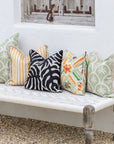 Cushion Cover-Coastal Fringe-Candy Stripe Mustard-45cm x 45cm