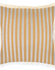 Cushion Cover-Coastal Fringe-Candy Stripe Mustard-45cm x 45cm