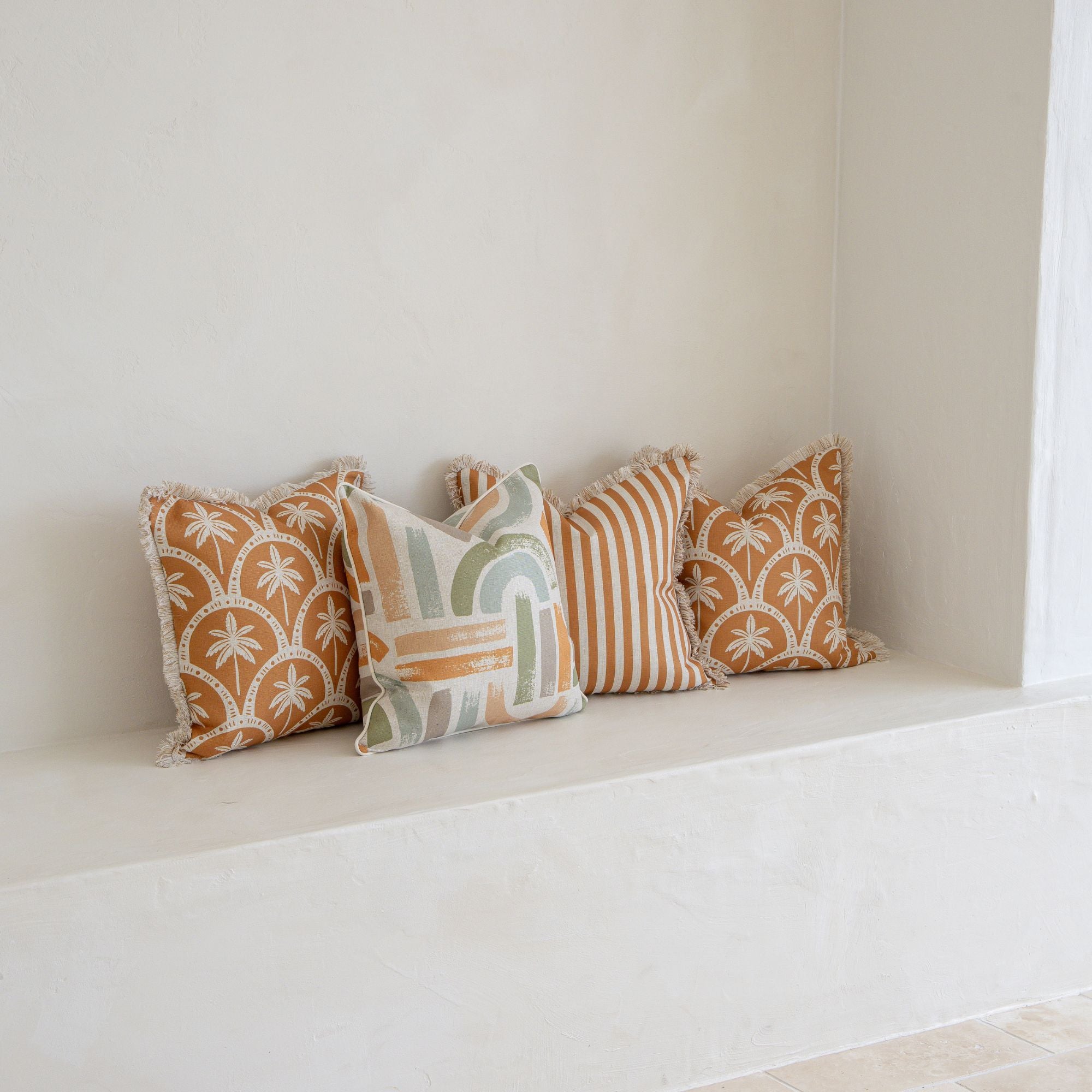 Cushion Cover-Coastal Fringe-Corfu Rust-45cm x 45cm