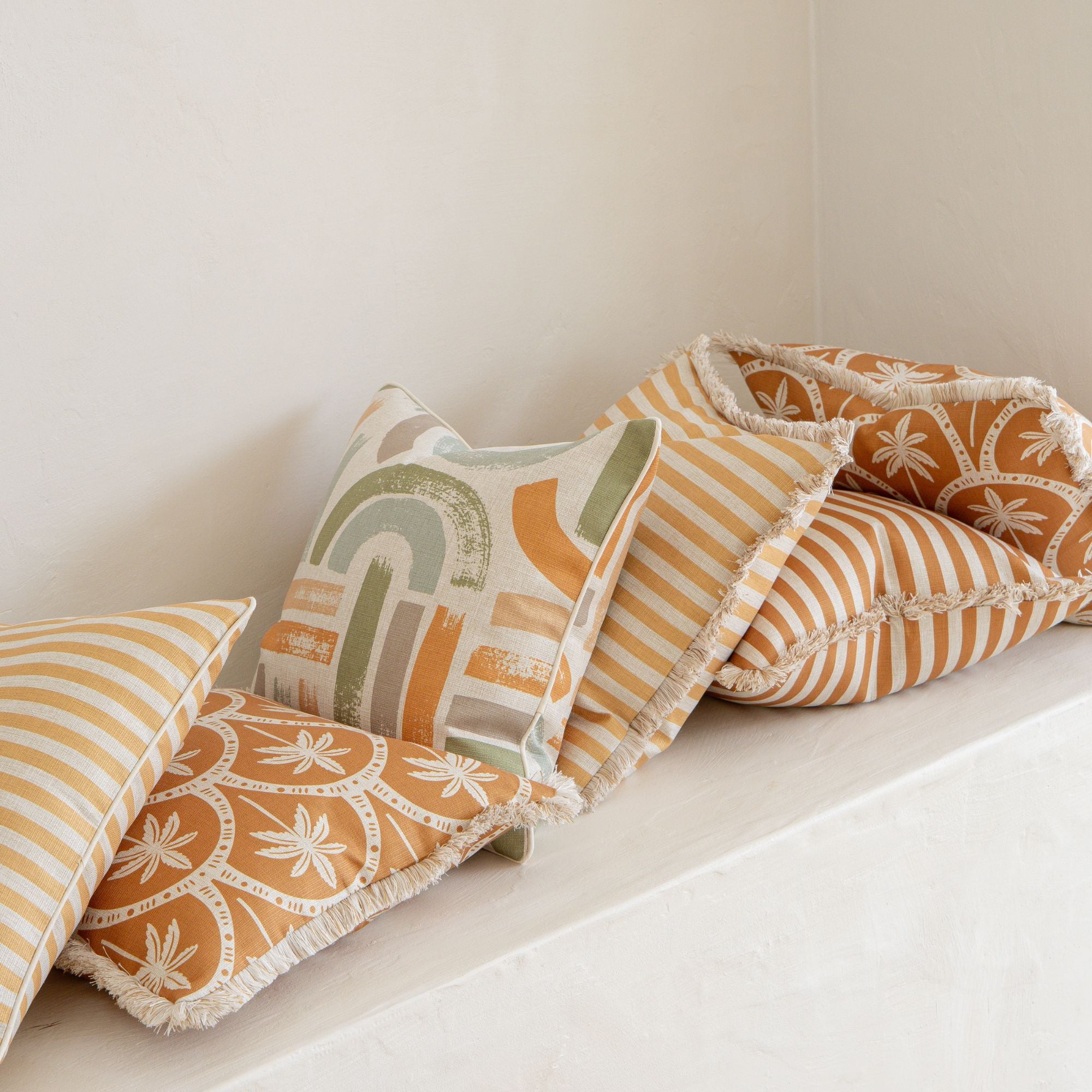 Cushion Cover-Coastal Fringe-Corfu Rust-45cm x 45cm
