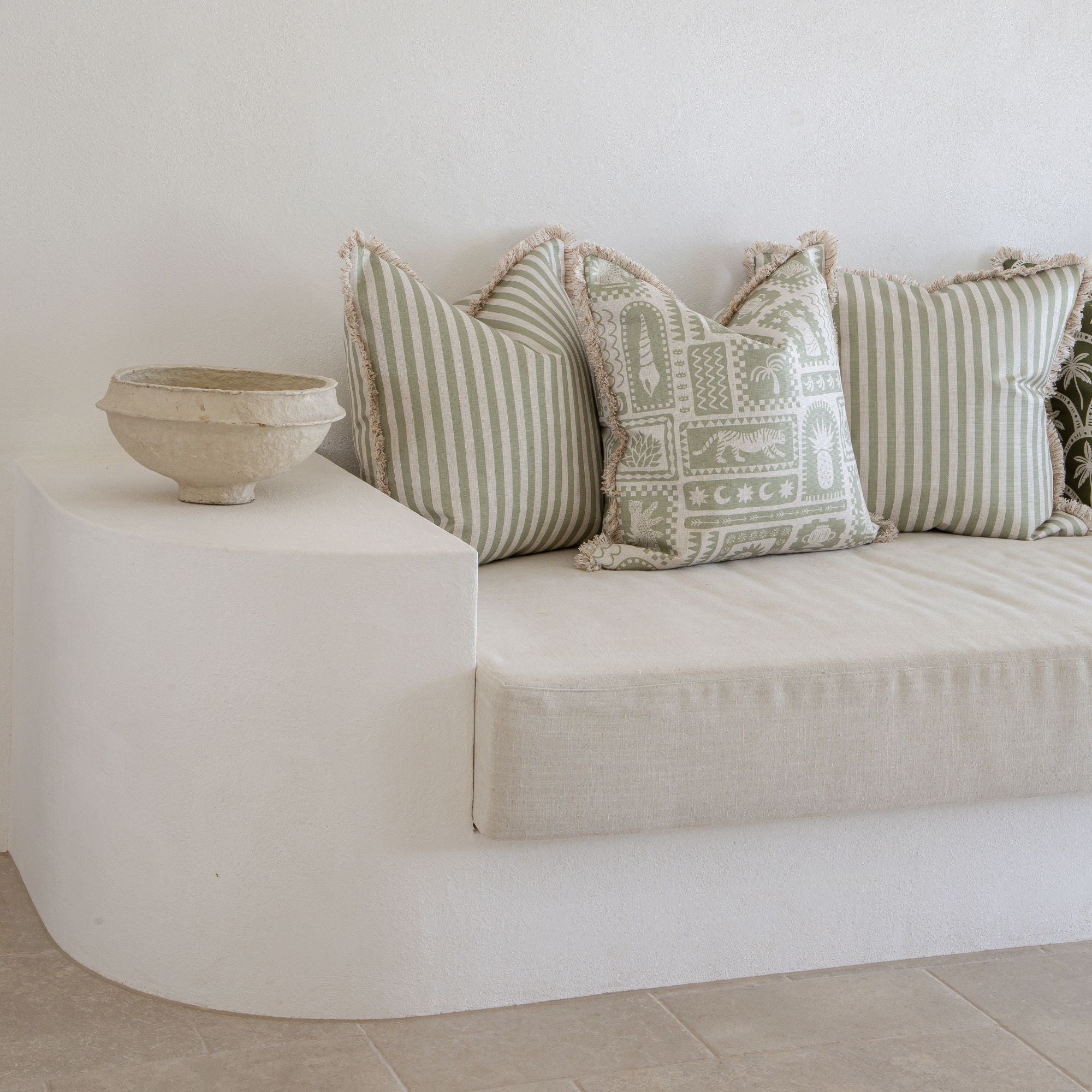 Cushion Cover-Coastal Fringe-Naxos Sage-45cm x 45cm