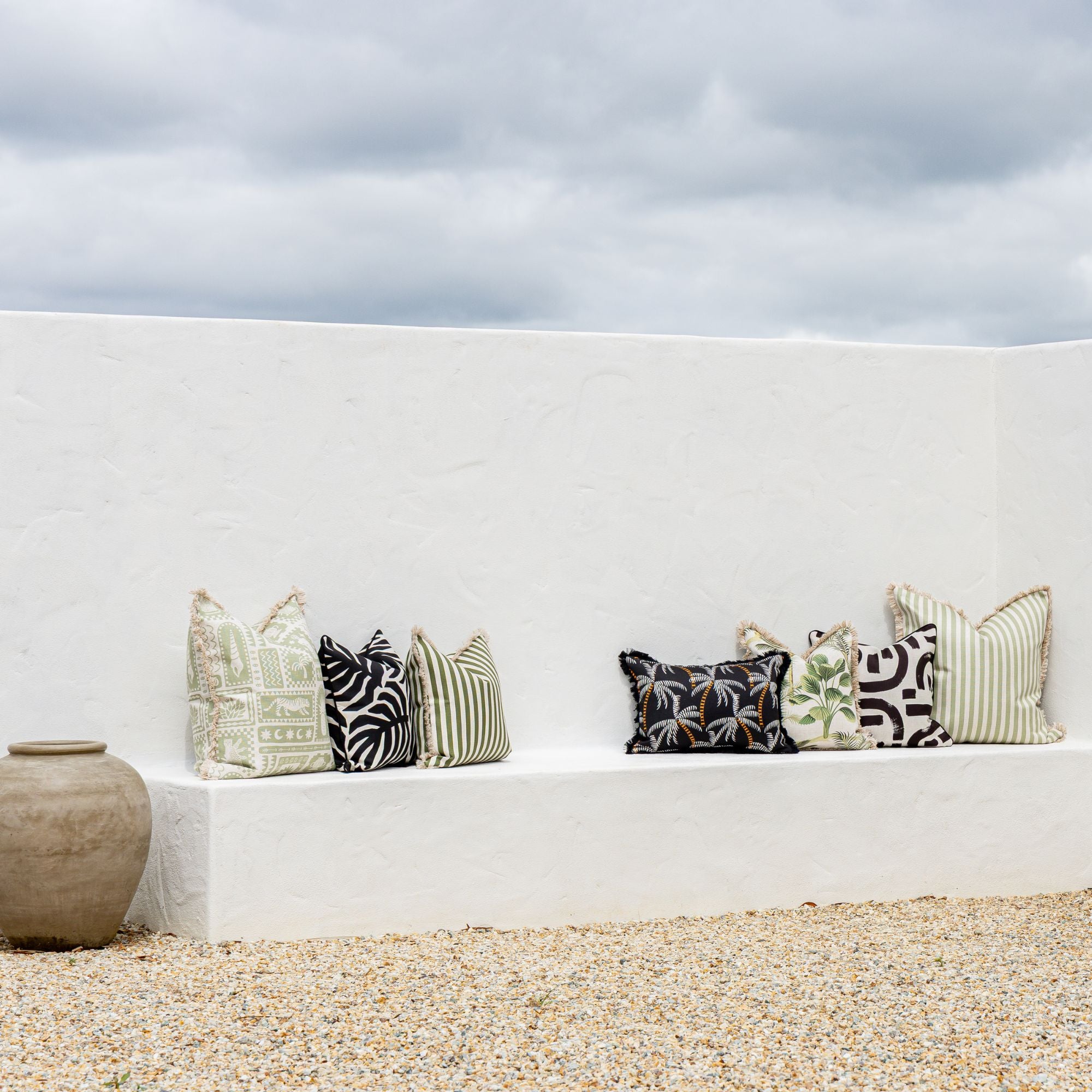 Cushion Cover-Coastal Fringe Black-Tavarua-35cm x 50cm