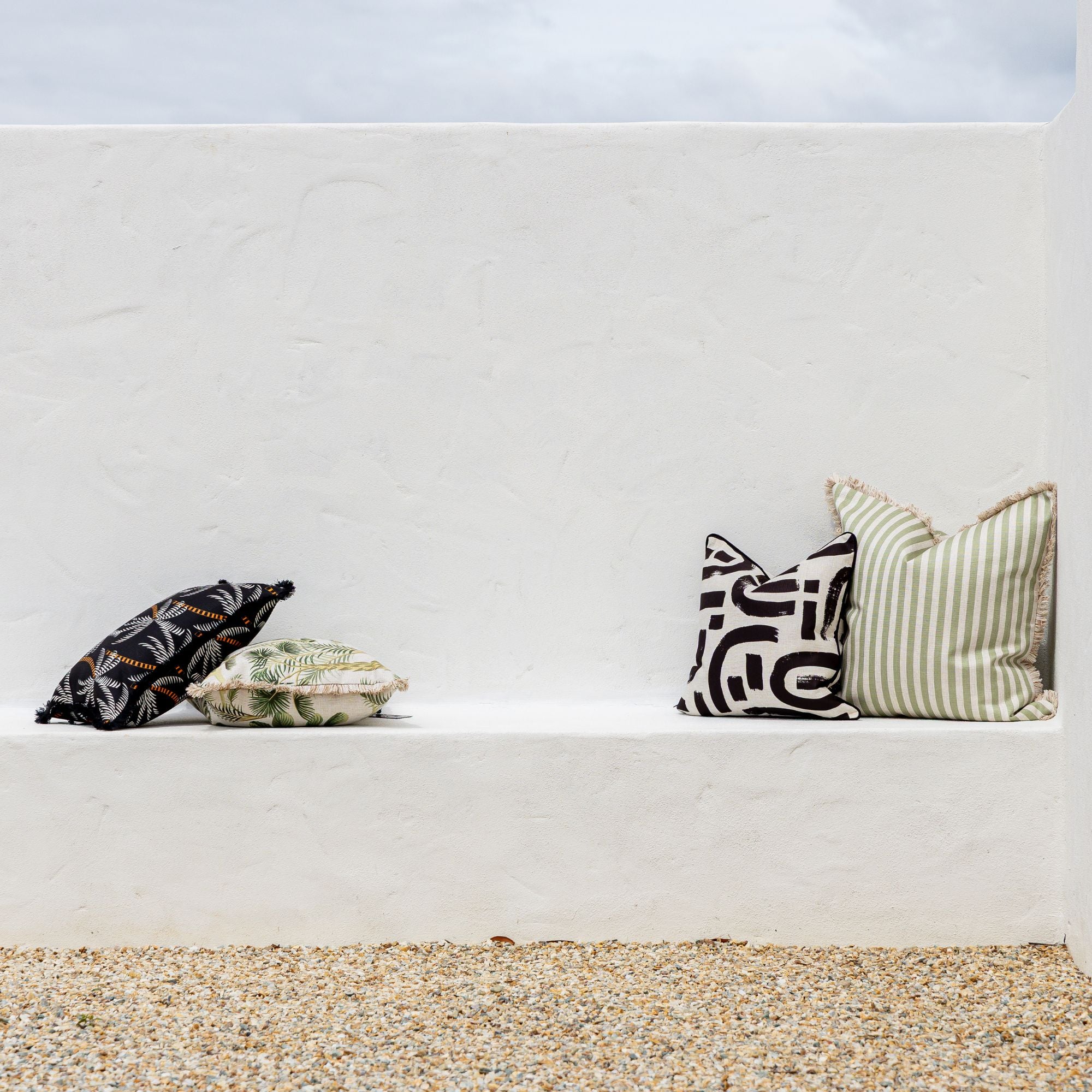 Cushion Cover-Coastal Fringe Black-Tavarua-35cm x 50cm
