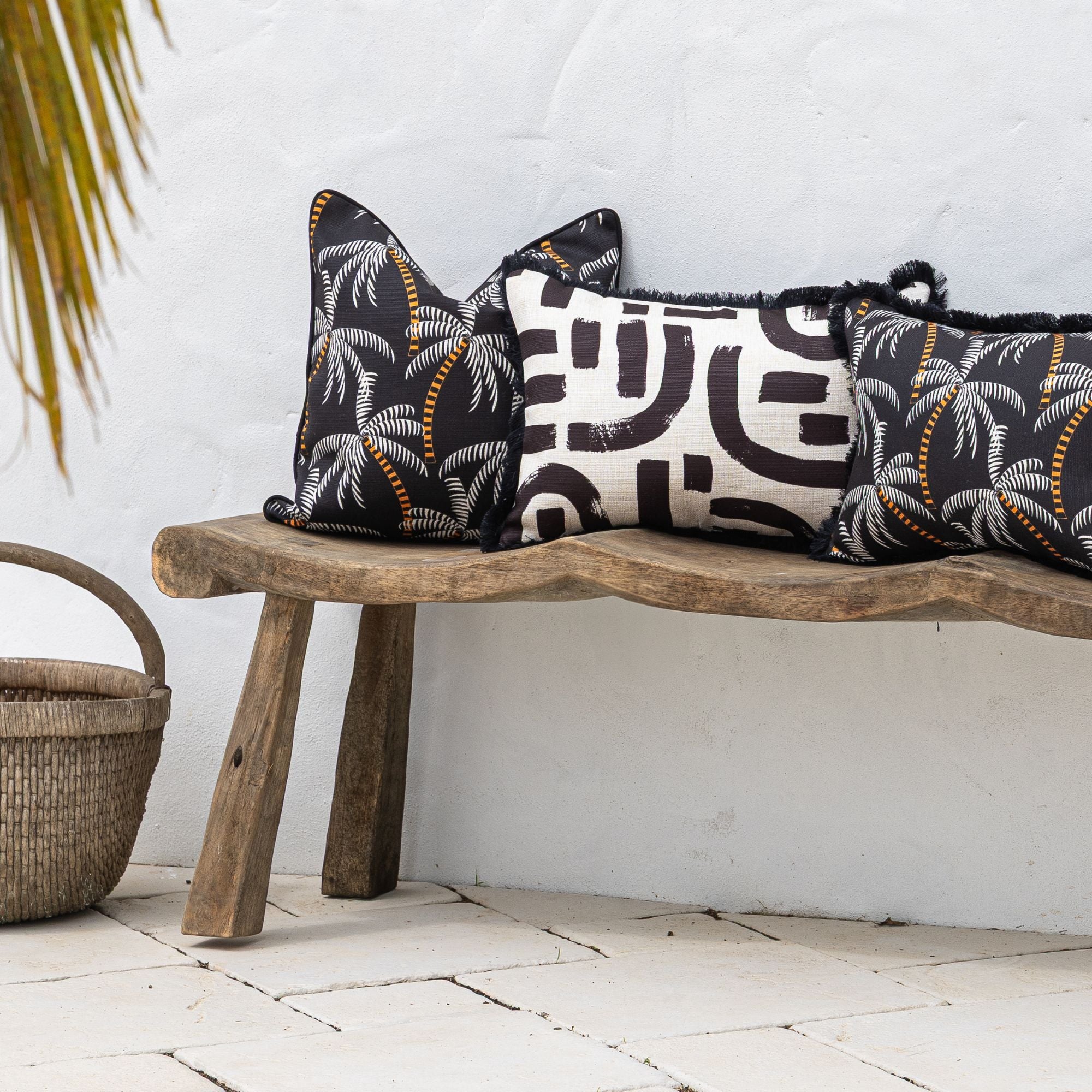 Cushion Cover-Coastal Fringe Black-Tavarua-35cm x 50cm