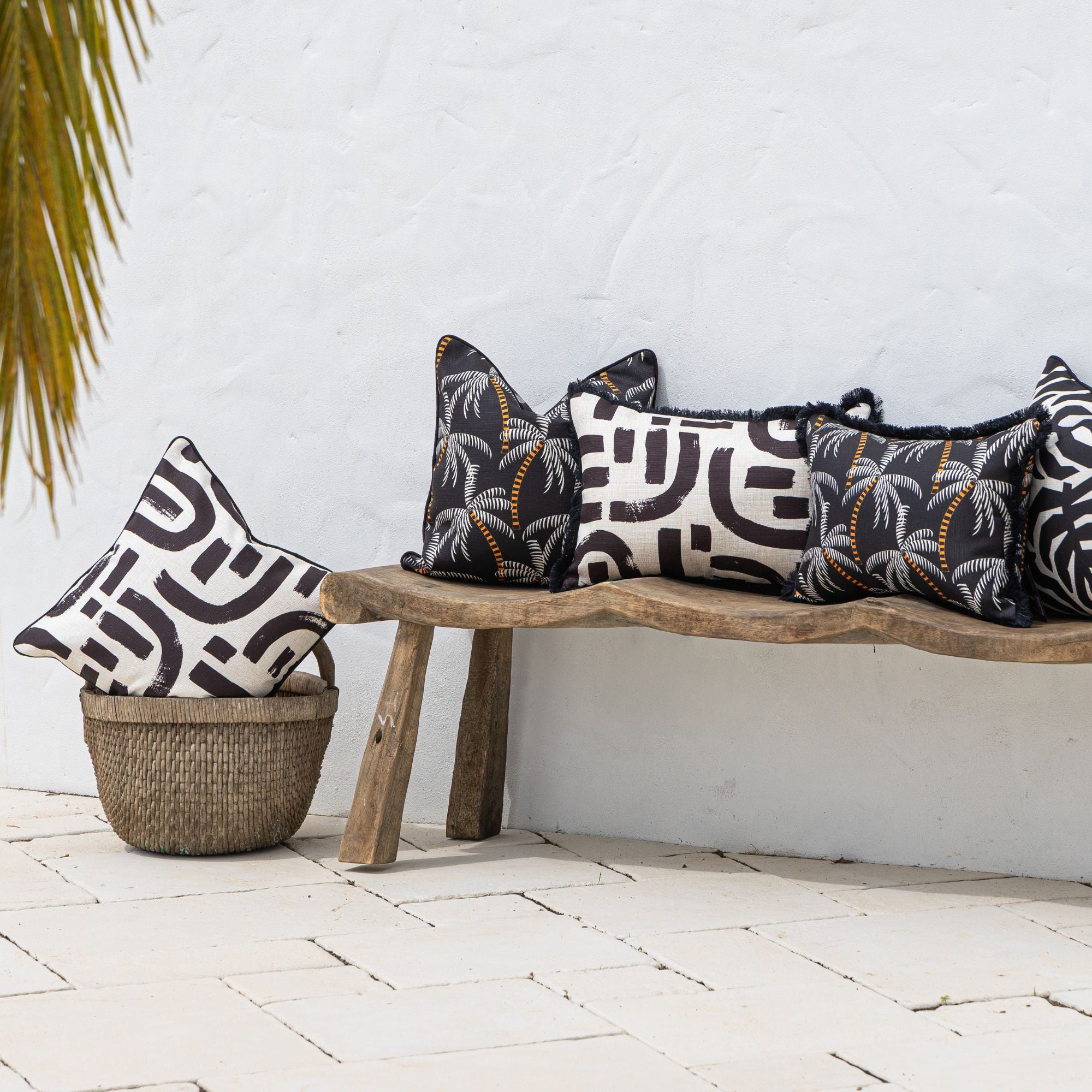 Cushion Cover-Coastal Fringe Black-Tavarua-35cm x 50cm