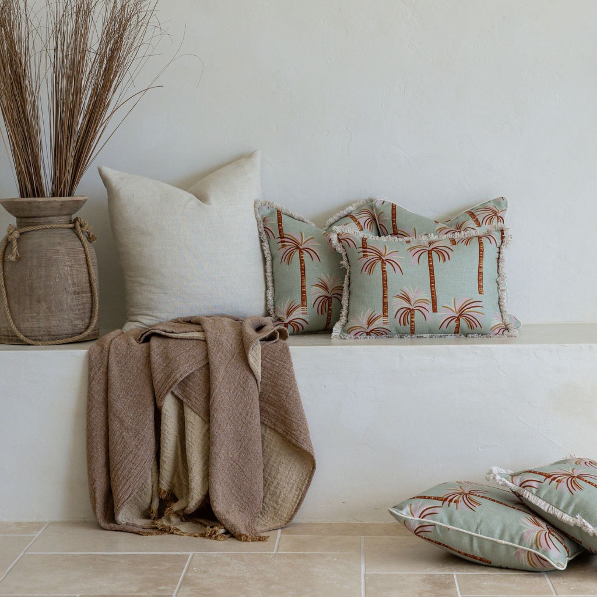 Cushion Cover-Coastal Fringe-Oasis Sage-45cm x 45cm
