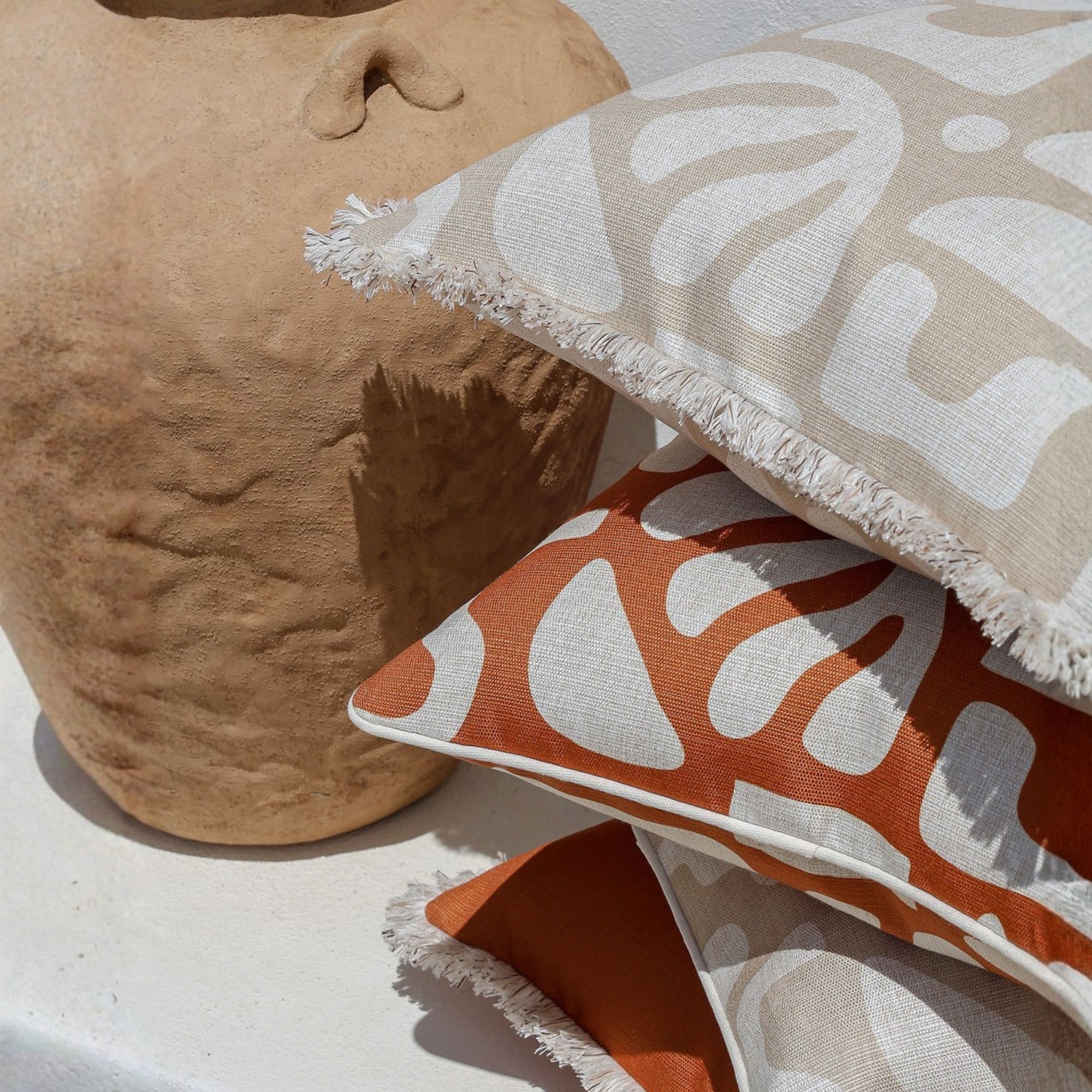 Cushion Cover-Coastal Fringe-Sand Beige-45cm x 45cm