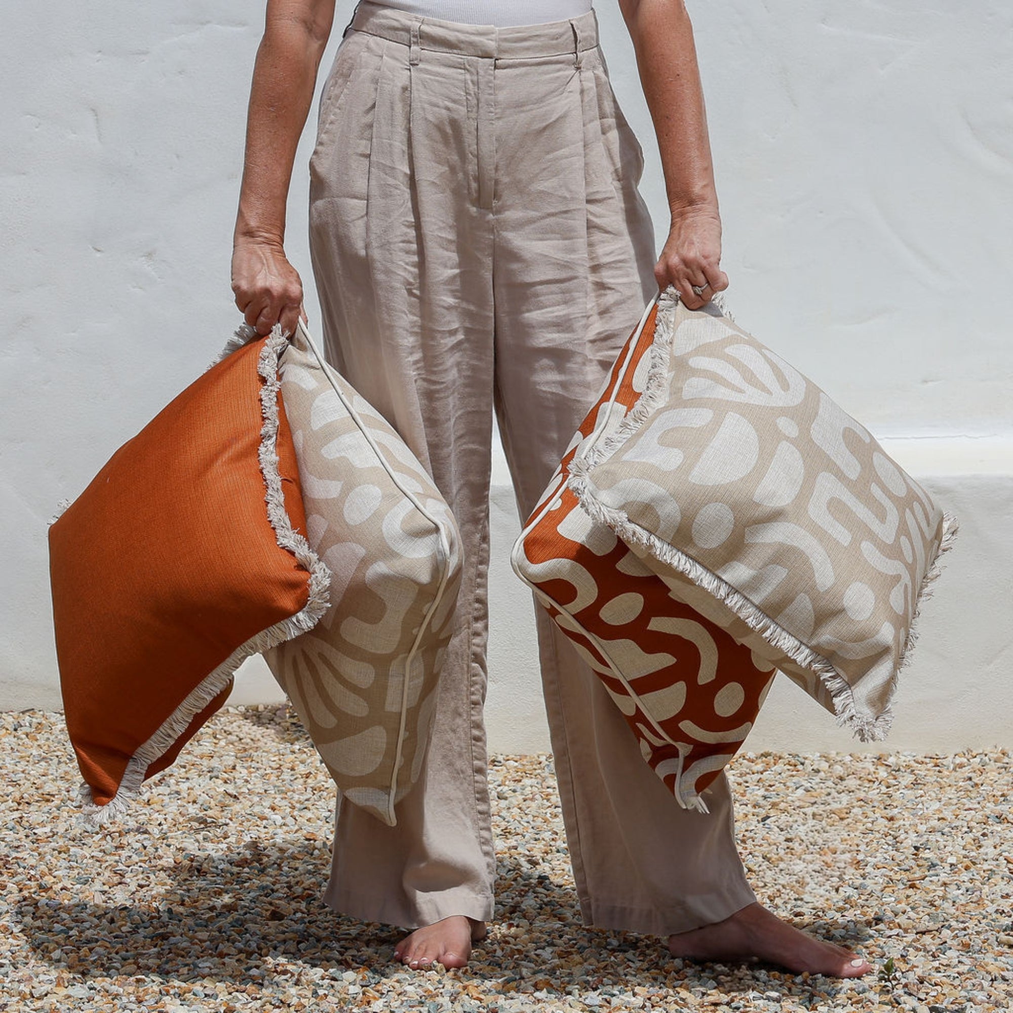 Cushion Cover-Coastal Fringe-Sand Beige-45cm x 45cm