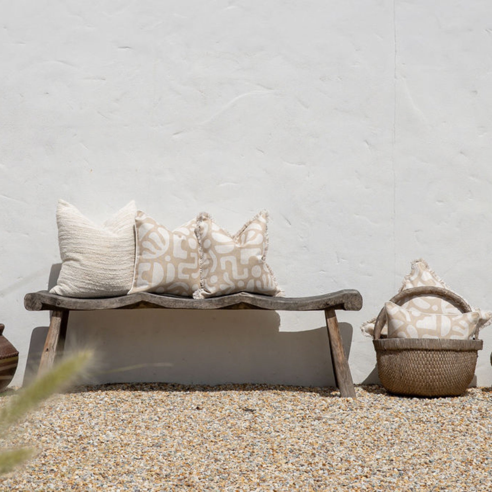 Cushion Cover-Coastal Fringe-Sand Beige-45cm x 45cm
